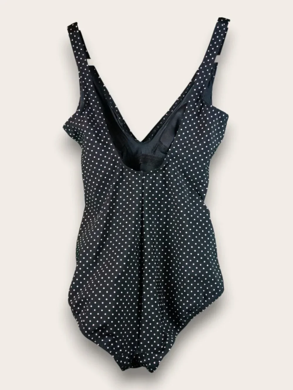 Miraclesuit Polka Dot One Piece Swimsuit V-Neck Slimming Sz S